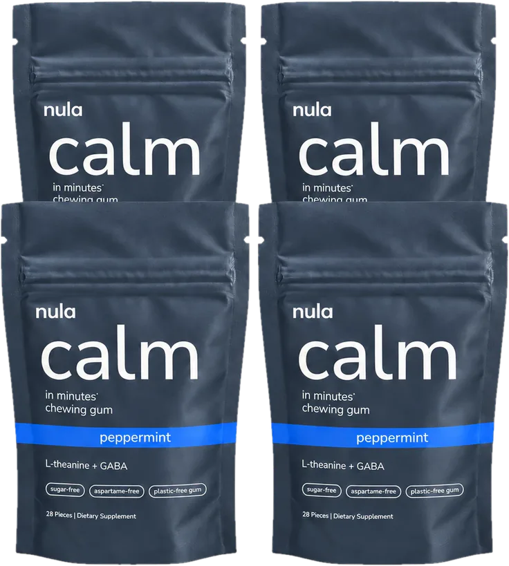 four pouches of nula calm gum