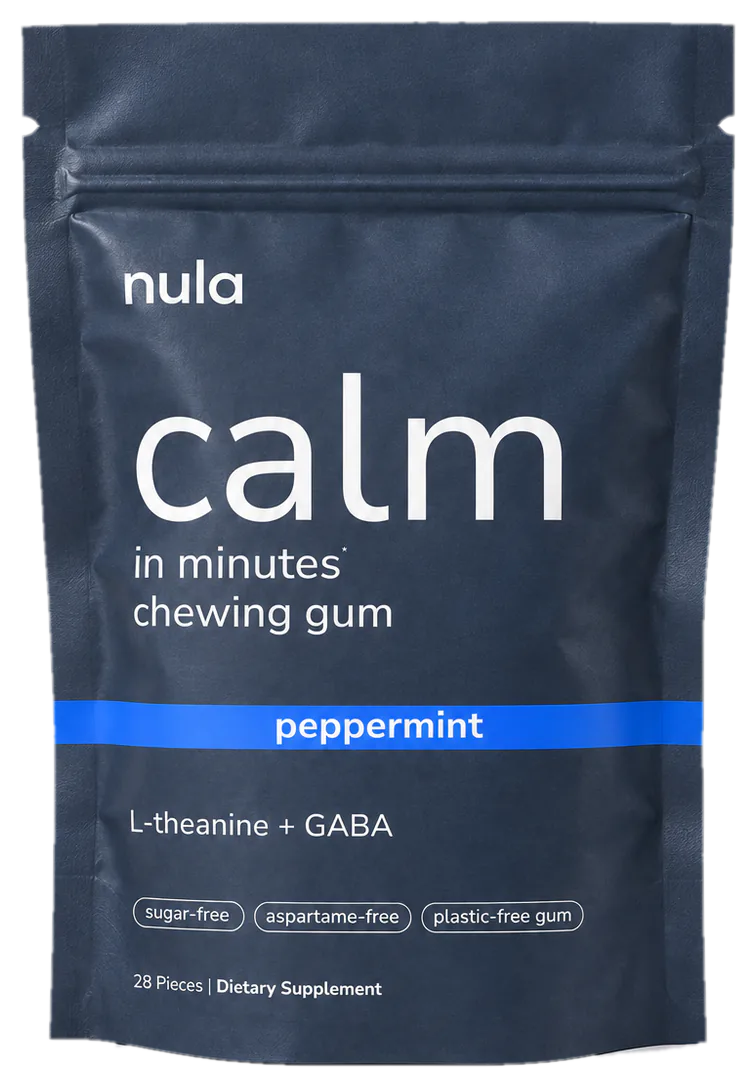 a pouch of nula calm peppermint chewing gum